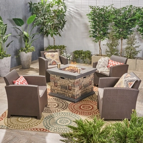 Outdoor 4-Seater Wicker Print Club Chair Chat Set with Fire Pit - NH513603 clothes rack, garment rack
