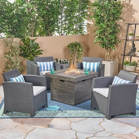 Outdoor 4-Seater Wicker Print Club Chair Chat Set with Fire Pit - NH523603 clothes rack, garment rack