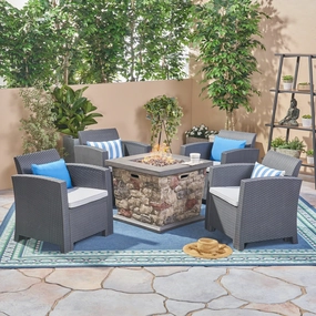 Outdoor 4-Seater Wicker Print Club Chair Chat Set With Fire Pit - NH823603 clothes rack, garment rack