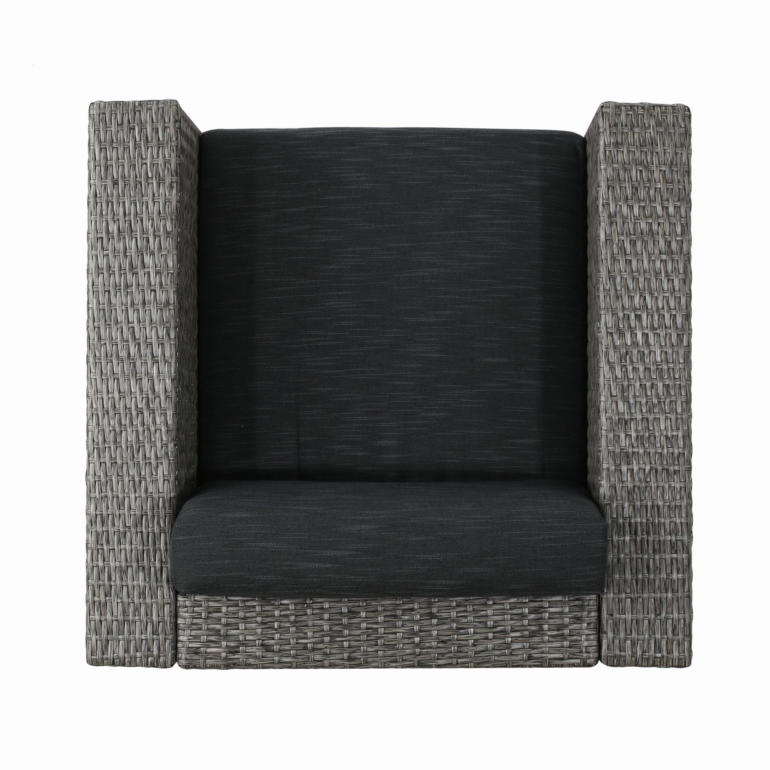 Outdoor 4 Seater Wicker Swivel Chair and Fire Pit Set - NH169213