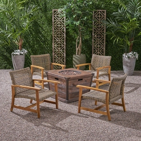 Outdoor 4-Seater Wood and Wicker Club Chair Set with Fire Pit - NH028703 clothes rack, garment rack