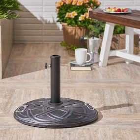 Outdoor 55lb Concrete Circular Umbrella Base, Hammered Iron - NH255403 cowhide rug, luxury rug