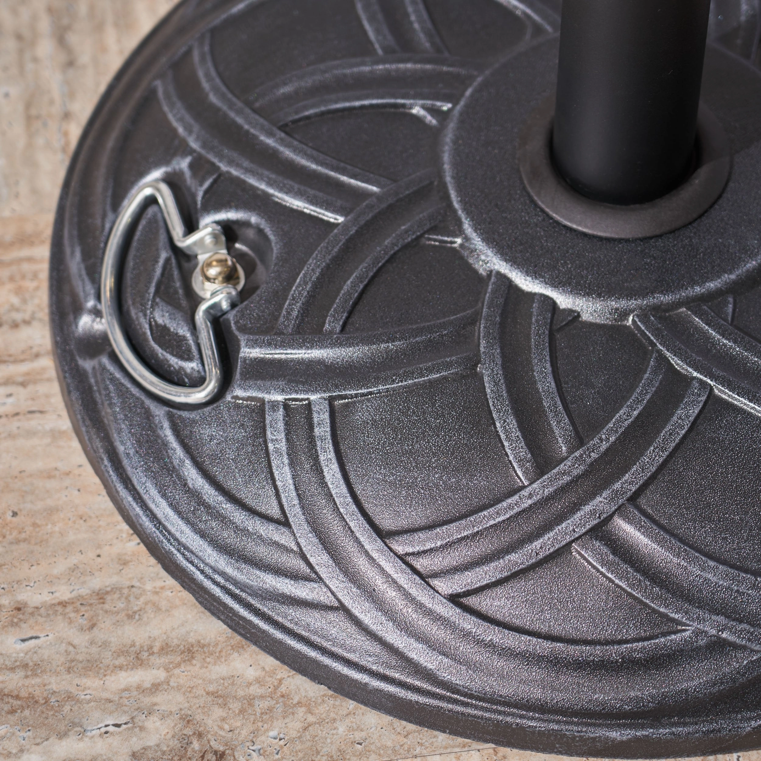 Outdoor 55lb Concrete Circular Umbrella Base, Hammered Iron - NH255403