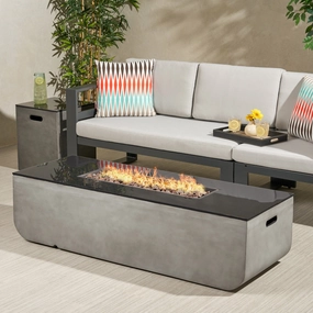 Outdoor 56-Inch Rectangular Fire Pit with Tank Holder - NH464113 floor chair, tatami chair