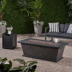 Outdoor 56" Rectangular Light Weight Concrete Fire Pit - 50000 Btu - NH038703 floor chair, tatami chair