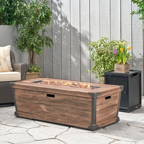 Outdoor 56" Rectangular Light Weight Concrete Fire Pit - 50,000 BTU, Brown - NH808703 floor chair, tatami chair