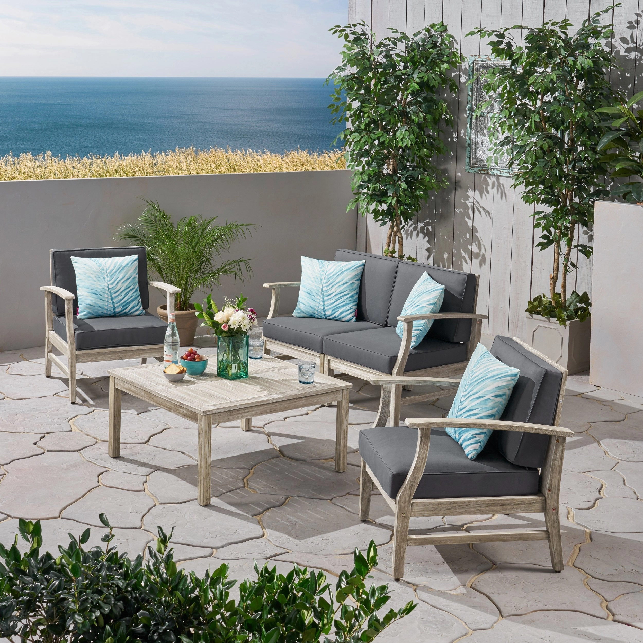 Outdoor 5 Piece Acacia Wood Chat Set - NH023803