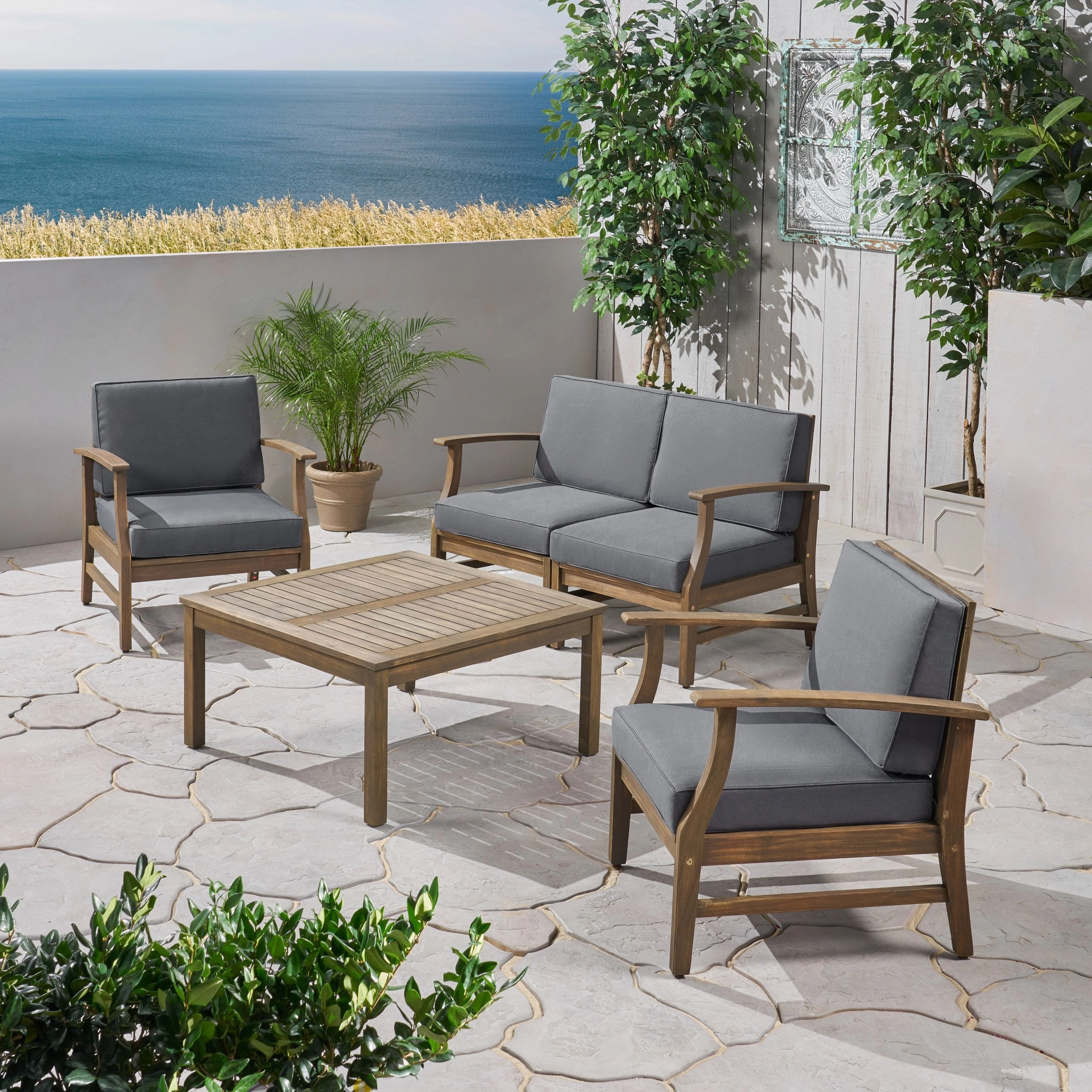 Outdoor 5 Piece Acacia Wood Chat Set - NH023803