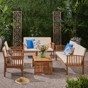 Outdoor 5 Piece Acacia Wood Conversational Set - NH891803 cushion cover, soft furnishing