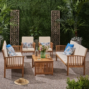 Outdoor 5 Piece Acacia Wood Sofa Conversational Set - NH202803 cushion cover, soft furnishing