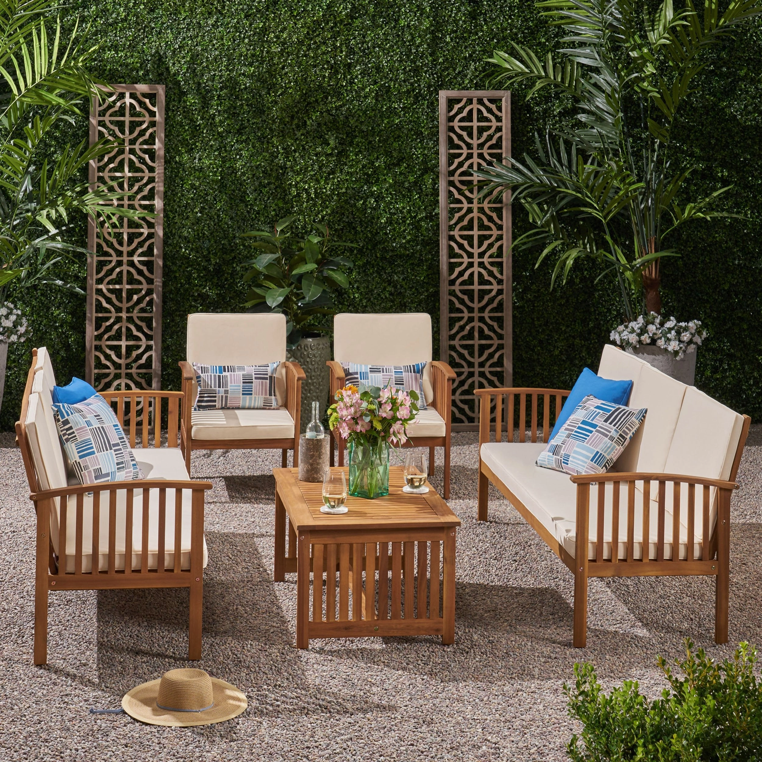 Outdoor 5 Piece Acacia Wood Sofa Conversational Set - NH202803 cushion cover, soft furnishing