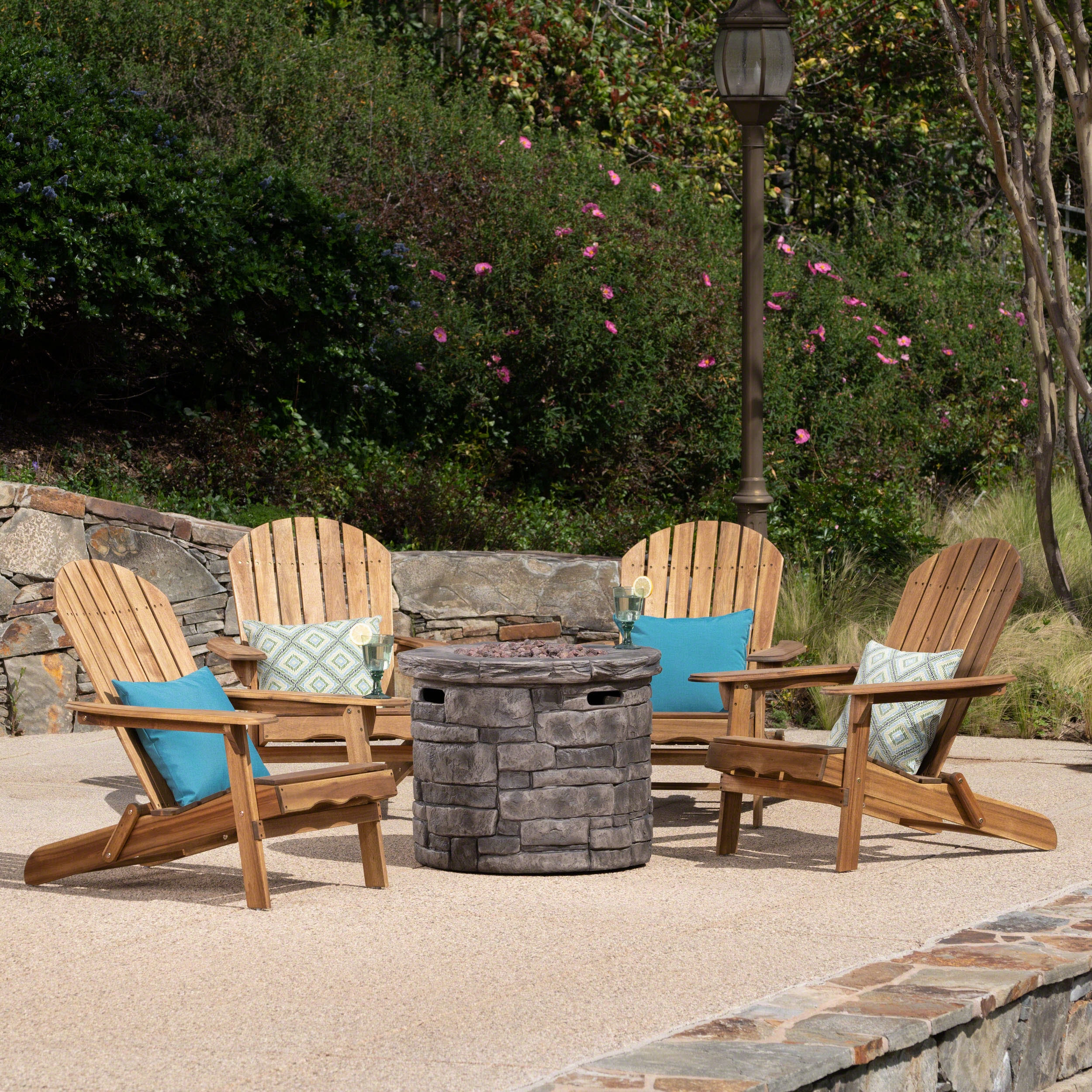 Outdoor 5 Piece Adirondack Chair Set with Fire Pit - NH913403