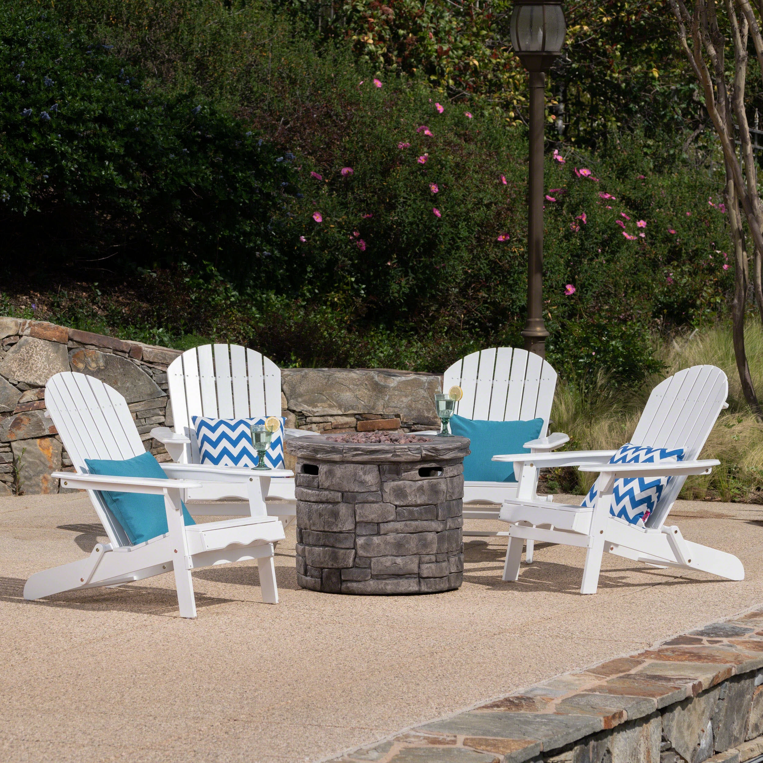 Outdoor 5 Piece Adirondack Chair Set with Fire Pit - NH913403