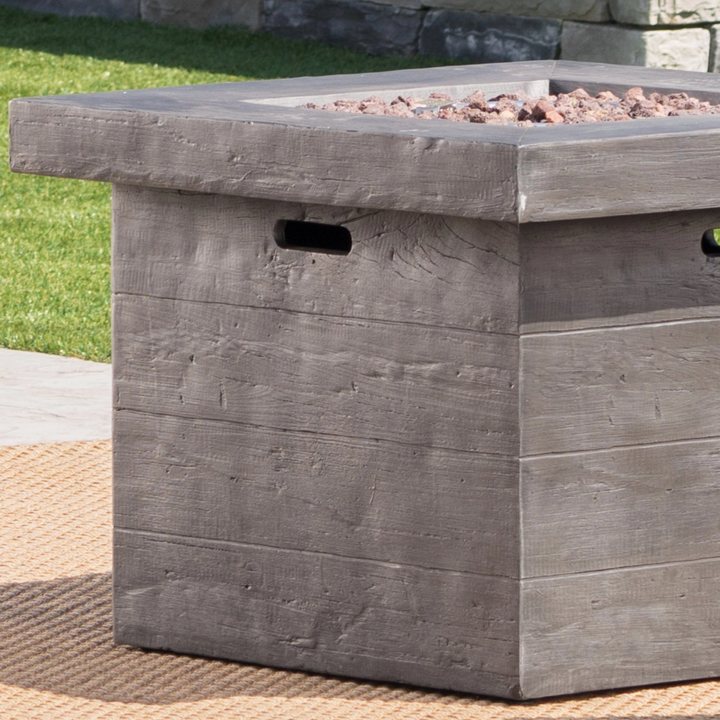 Outdoor 5 Piece Chat Set with Dark Brown Chairs with Fire Pit - NH352203