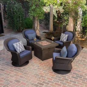 Outdoor 5 Piece Dark Brown Wicker Chair Fire Pit Chat Set - NH671203 clothes rack, garment rack