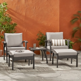 Outdoor 5-piece Grey Wicker Seating Set with Cushions - NH037692 clothes rack, garment rack