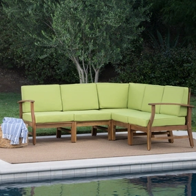 Outdoor 5 Piece Sectional with Green Water Resistant Cushions - NH739003 serving bowl, serving dish