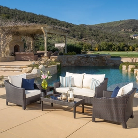 Outdoor 5-piece Wicker Chat Set with Cushions - NH260692 cushion cover, soft furnishing