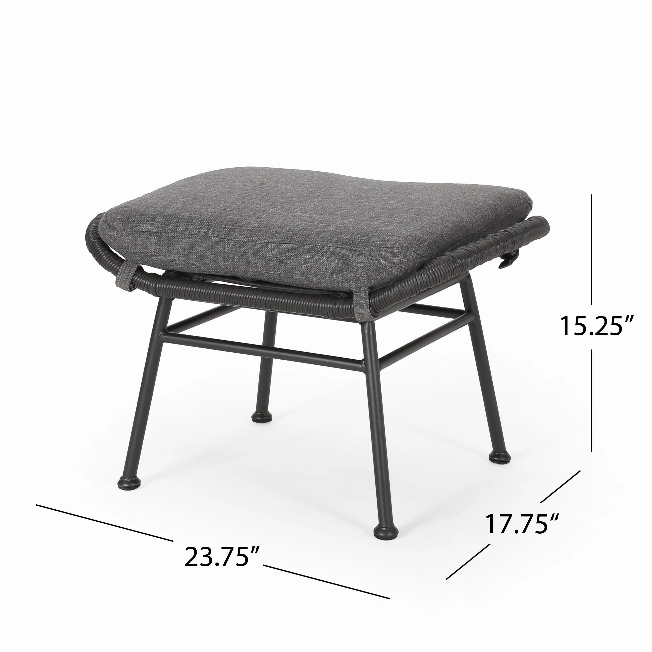 Outdoor 5 Piece Wicker Chat Set with Ottomans - NH190013