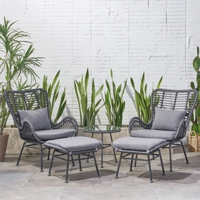 Outdoor 5 Piece Wicker Chat Set with Ottomans - NH190013 clothes rack, garment rack