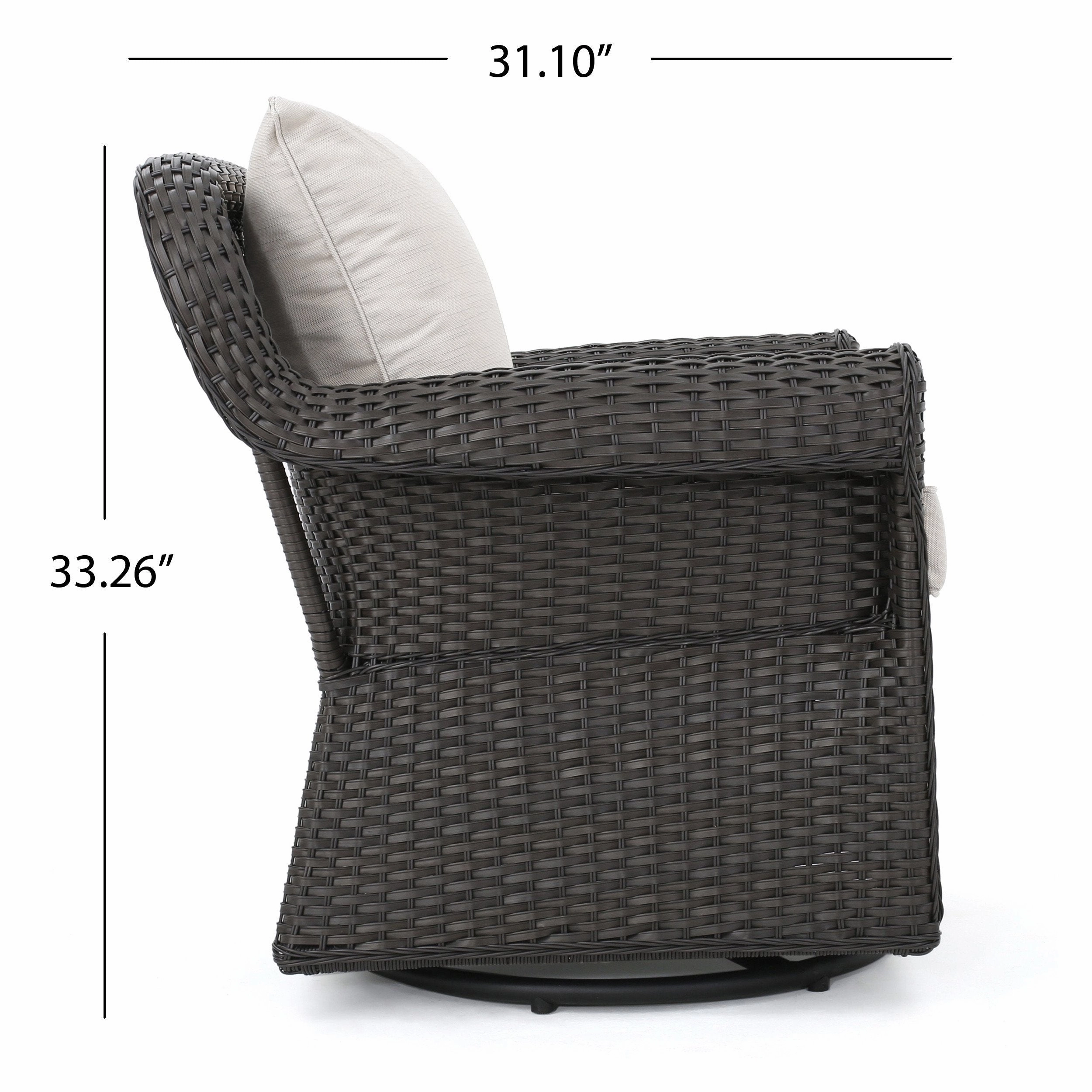 Outdoor 5 Piece Wicker Rocker and Gas Firepit Set - NH842003