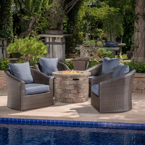 Outdoor 5 Piece Wicker Swivel Club Chair Fire Pit Chat Set - NH735203 clothes rack, garment rack