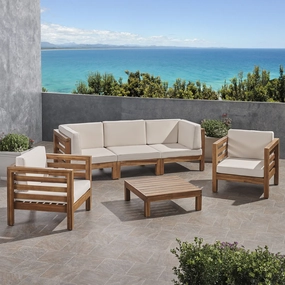 Outdoor 5 Seater Acacia Wood Sofa Chat Set - NH954803 cushion cover, soft furnishing