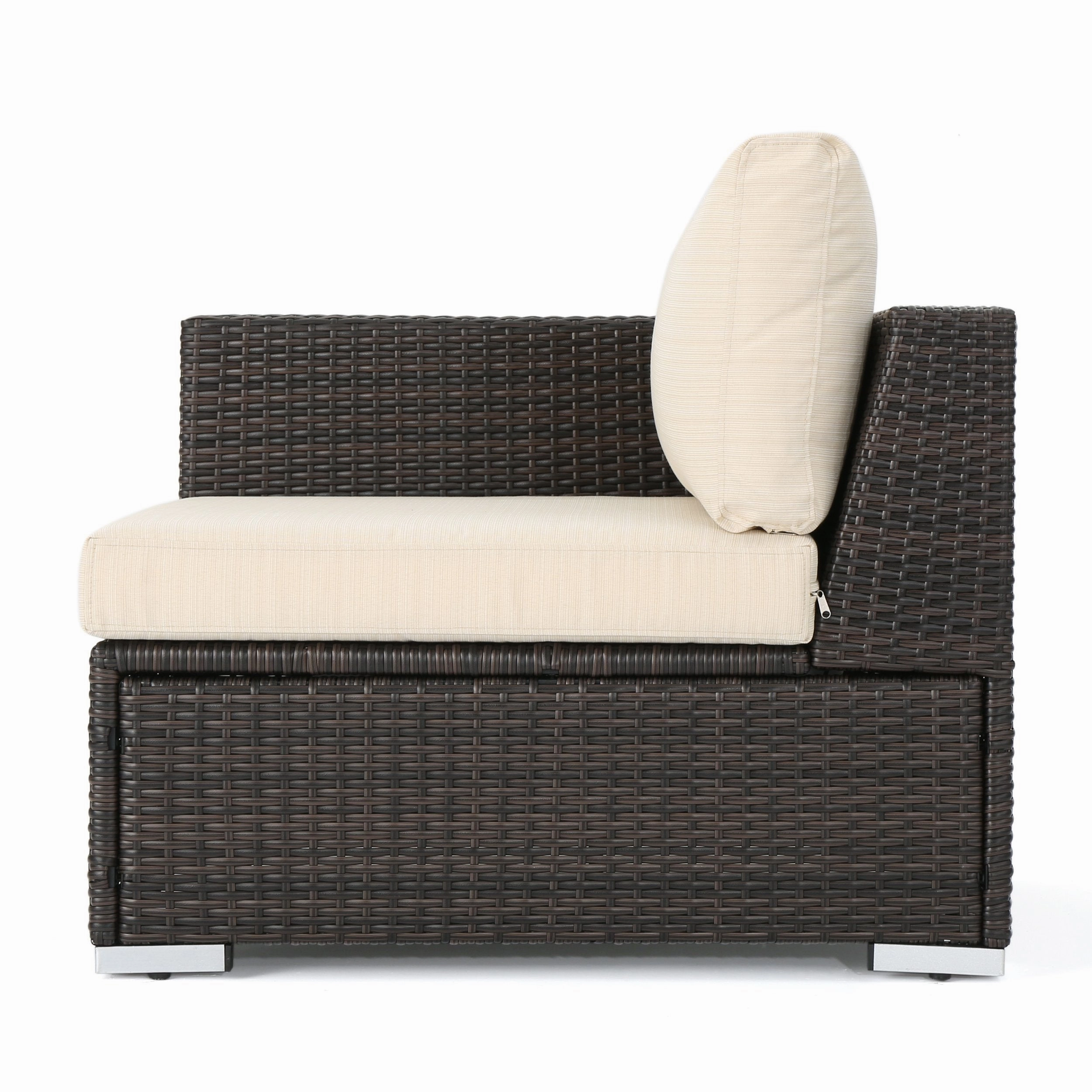 Outdoor 5 Seater L Shaped Wicker Sofa and Ottoman Set - NH759903