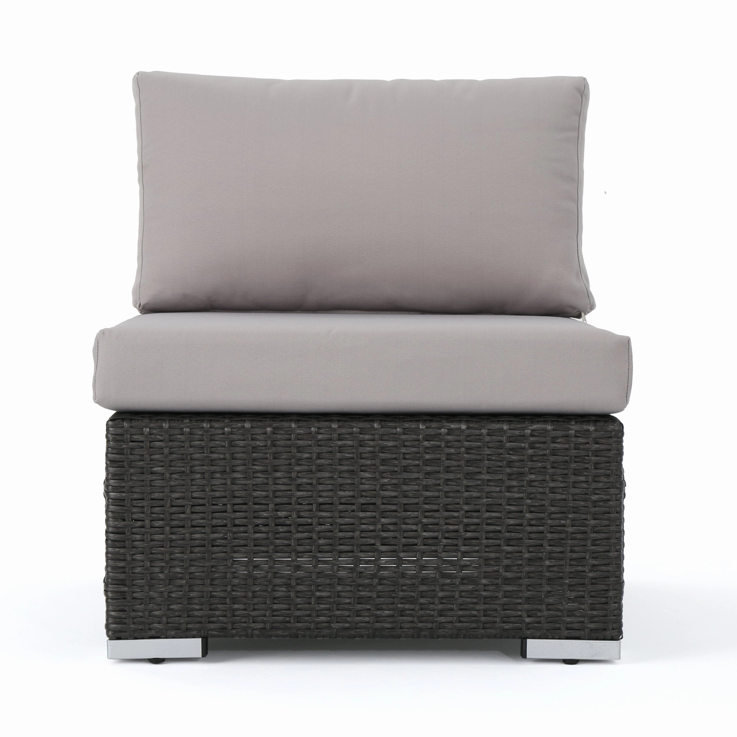 Outdoor 5 Seater U Shaped Wicker Sectional Sofa Set with Ottomans - NH569903
