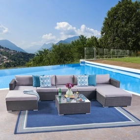 Outdoor 5 Seater Wicker Sectional Sofa Set with Cushions - NH357403 serving bowl, serving dish