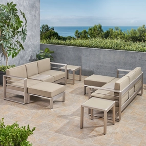 Outdoor 6 Seater Aluminum Sofa and Ottoman Set with Side Tables - NH685903 cushion cover, soft furnishing