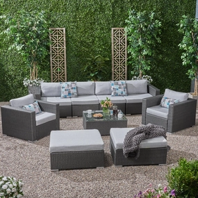 Outdoor 6 Seater Wicker Modular Sectional Sofa Set with Sunbrella Cushions - NH805803 serving bowl, serving dish
