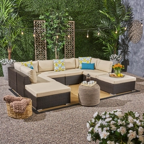 Outdoor 6 Seater Wicker Sofa Set with Aluminum Frame and Cushions - NH523403 serving bowl, serving dish