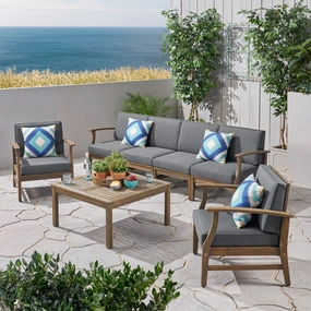 Outdoor 7 Piece Acacia Wood 4-Seater Sofa and Club Chairs Set - NH823803 serving bowl, serving dish