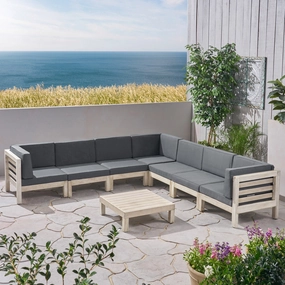 Outdoor 7 Seater Acacia Wood Sectional Sofa Set - NH594803 serving bowl, serving dish