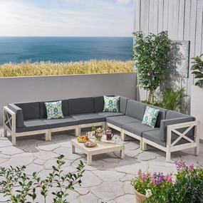 Outdoor 7 Seater Acacia Wood Sectional Sofa Set - NH644803 serving bowl, serving dish