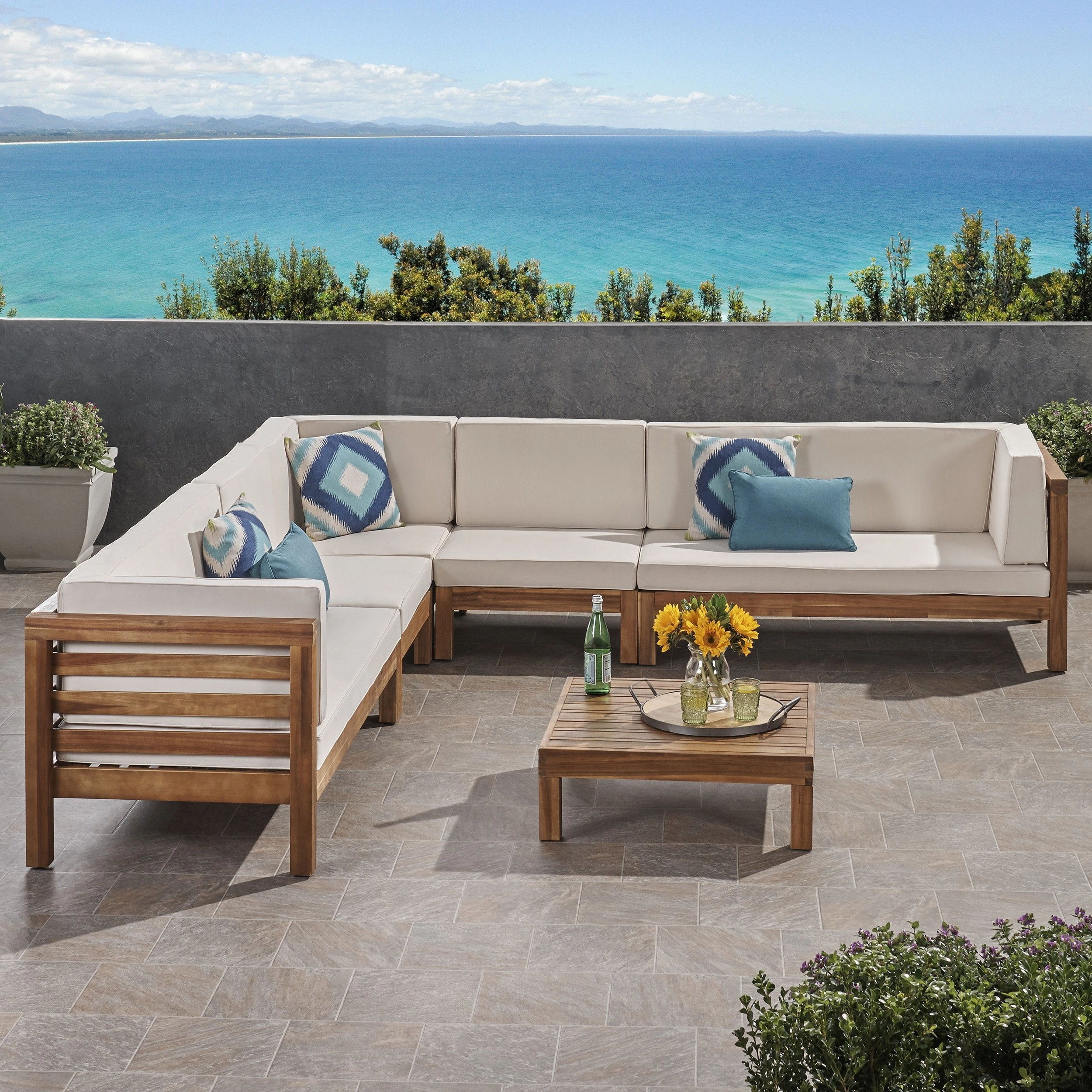 Outdoor 7 Seater Acacia Wood Sectional Sofa Set - NH974803 serving bowl, serving dish