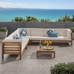 Outdoor 7 Seater Acacia Wood Sectional Sofa Set - NH974803 serving bowl, serving dish