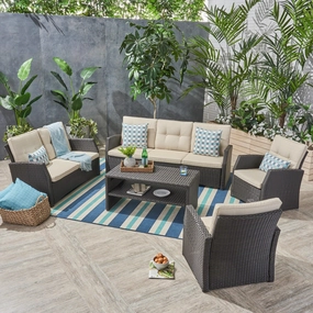 Outdoor 7 Seater Wicker Chat Set - NH381503 clothes rack, garment rack