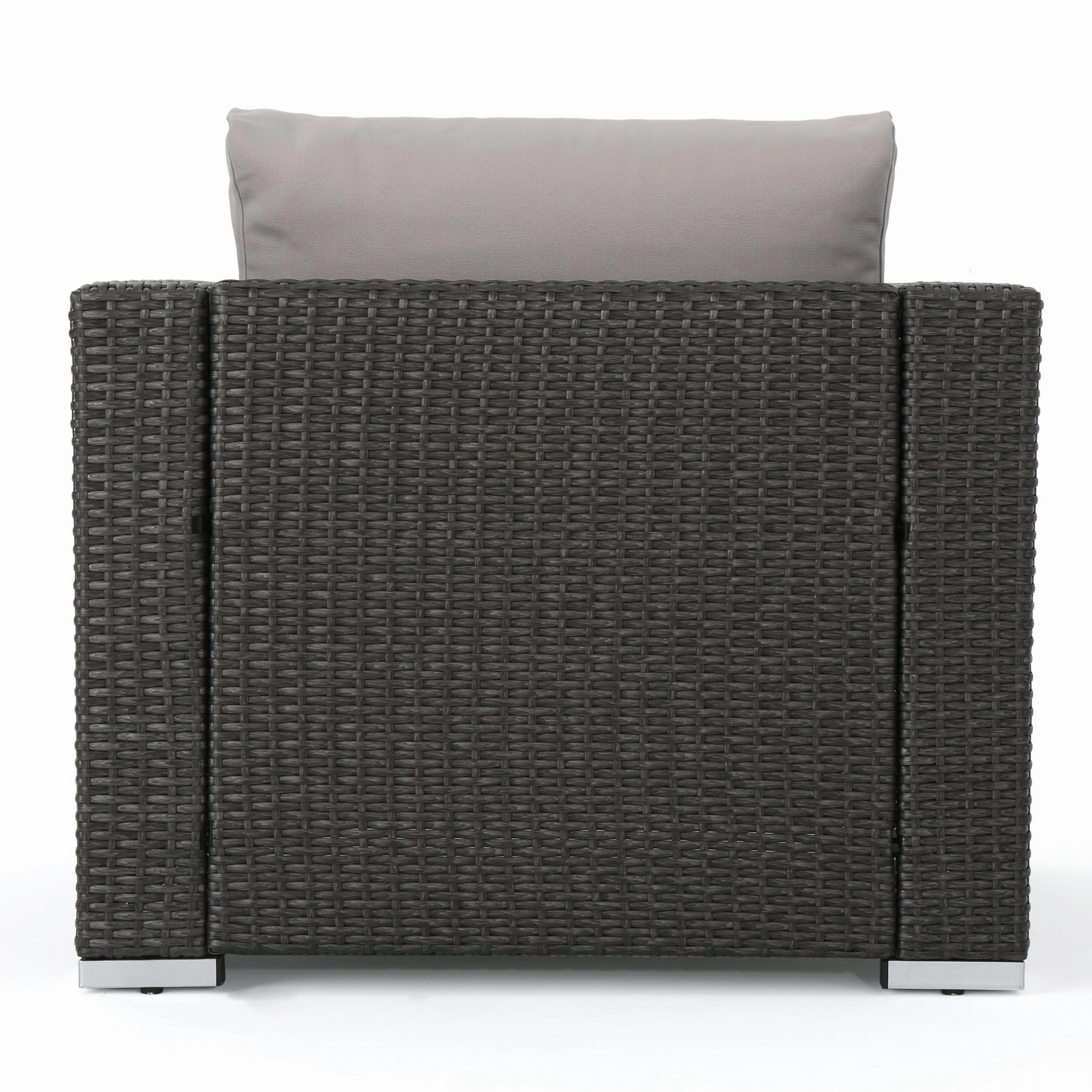 Outdoor 7 Seater Wicker Extended Sofa Chat Set with Ottomans - NH979903