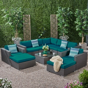 Outdoor 7 Seater Wicker Sectional Sofa Set with Sunbrella Cushions - NH125803 serving bowl, serving dish