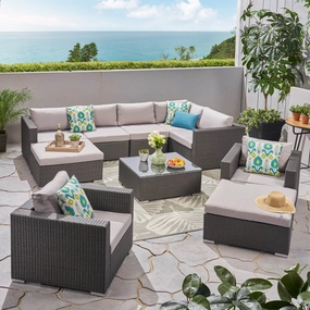 Outdoor 7 Seater Wicker Sectional Sofa with Aluminum Frame - NH807503 serving bowl, serving dish