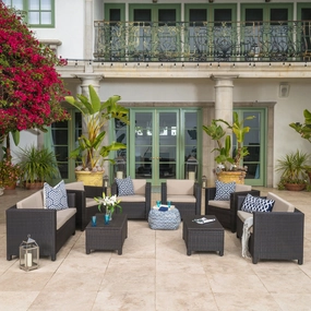 Outdoor 8 Pc Wicker Chat Set w/ Water Resistant Cushions - NH064003 cushion cover, soft furnishing