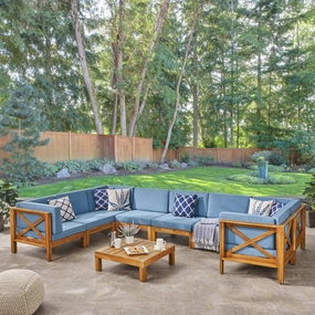 Outdoor 8-Seater Acacia Wood Sectional Sofa Set with Coffee Table - NH047603 serving bowl, serving dish