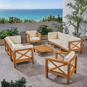 Outdoor 8 Seater Acacia Wood Sofa and Club Chair Set - NH024803 cushion cover, soft furnishing
