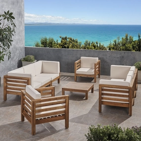 Outdoor 8 Seater Acacia Wood Sofa and Club Chair Set - NH964803 cushion cover, soft furnishing