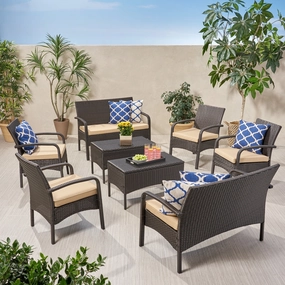 Outdoor 8 Seater Wicker Chat Set with Cushions - NH409903 cushion cover, soft furnishing