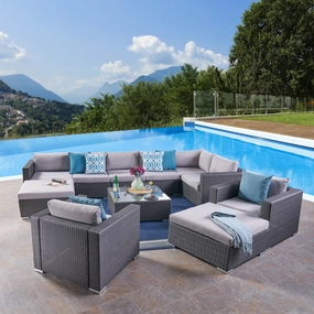 Outdoor 8 Seater Wicker Sectional Sofa Set with Cushions - NH557403 serving bowl, serving dish