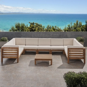 Outdoor 9 Seater Acacia Wood Sectional Sofa Set - NH484803 serving bowl, serving dish