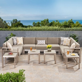 Outdoor 9 Seater Aluminum Sectional Sofa Set with Side Tables - NH785903 serving bowl, serving dish